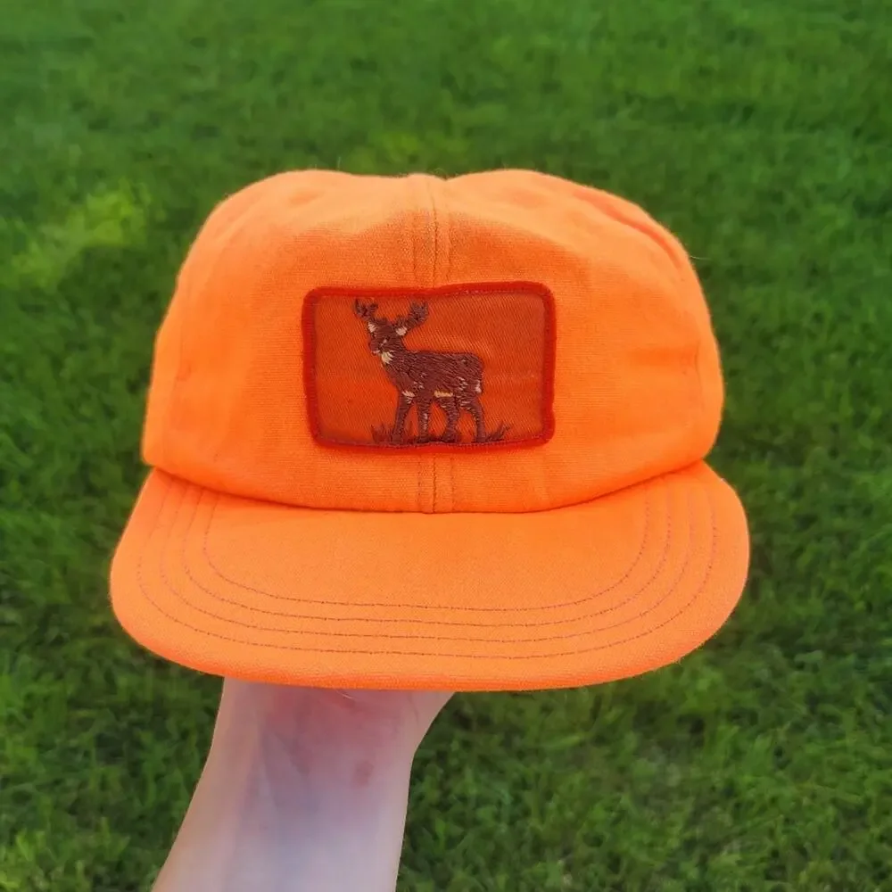 Vintage Blaze Orange Hunting Hat Buck Deer